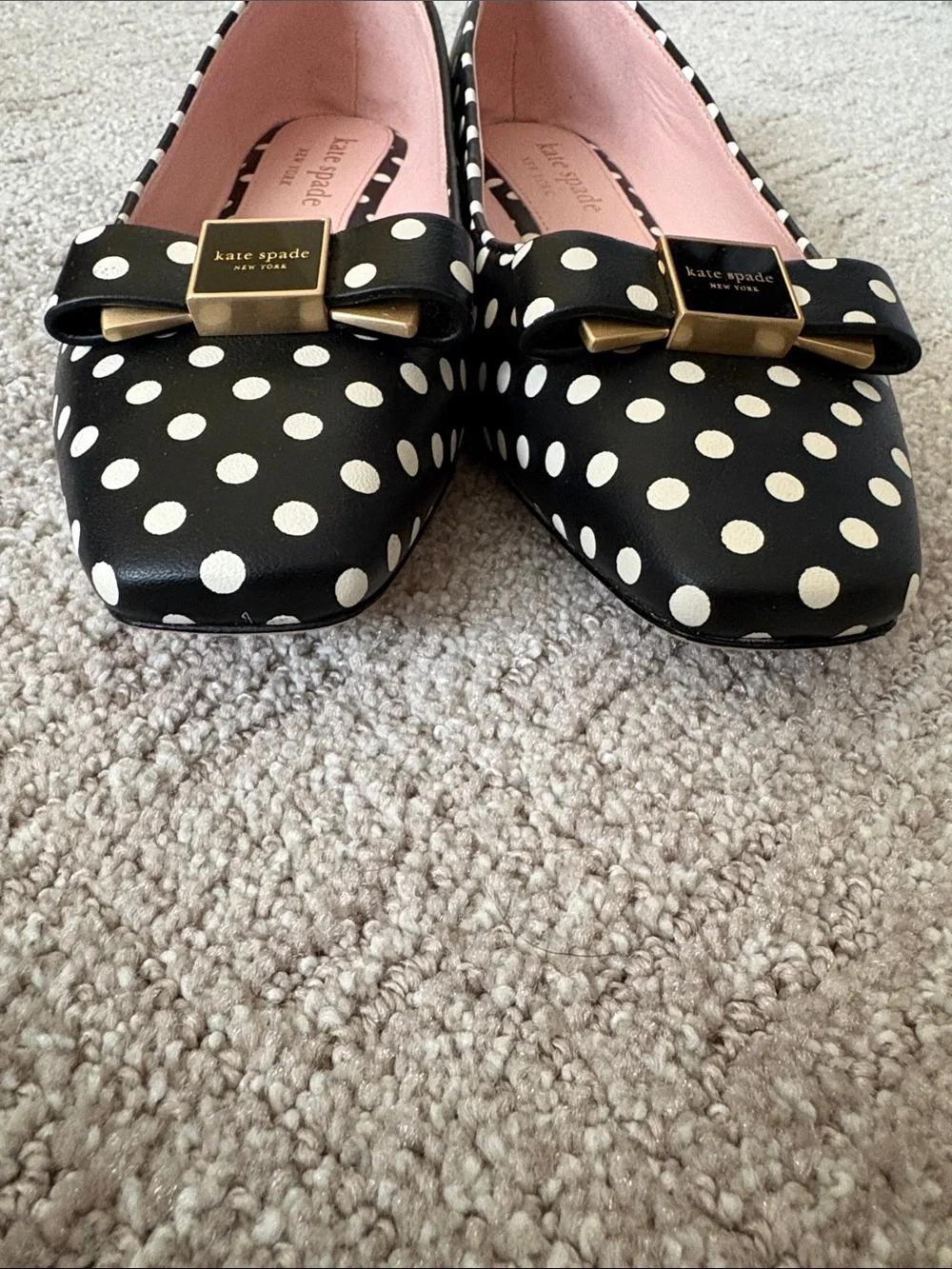 kate spade Black and White Polka Dot Bow Ballet Flats